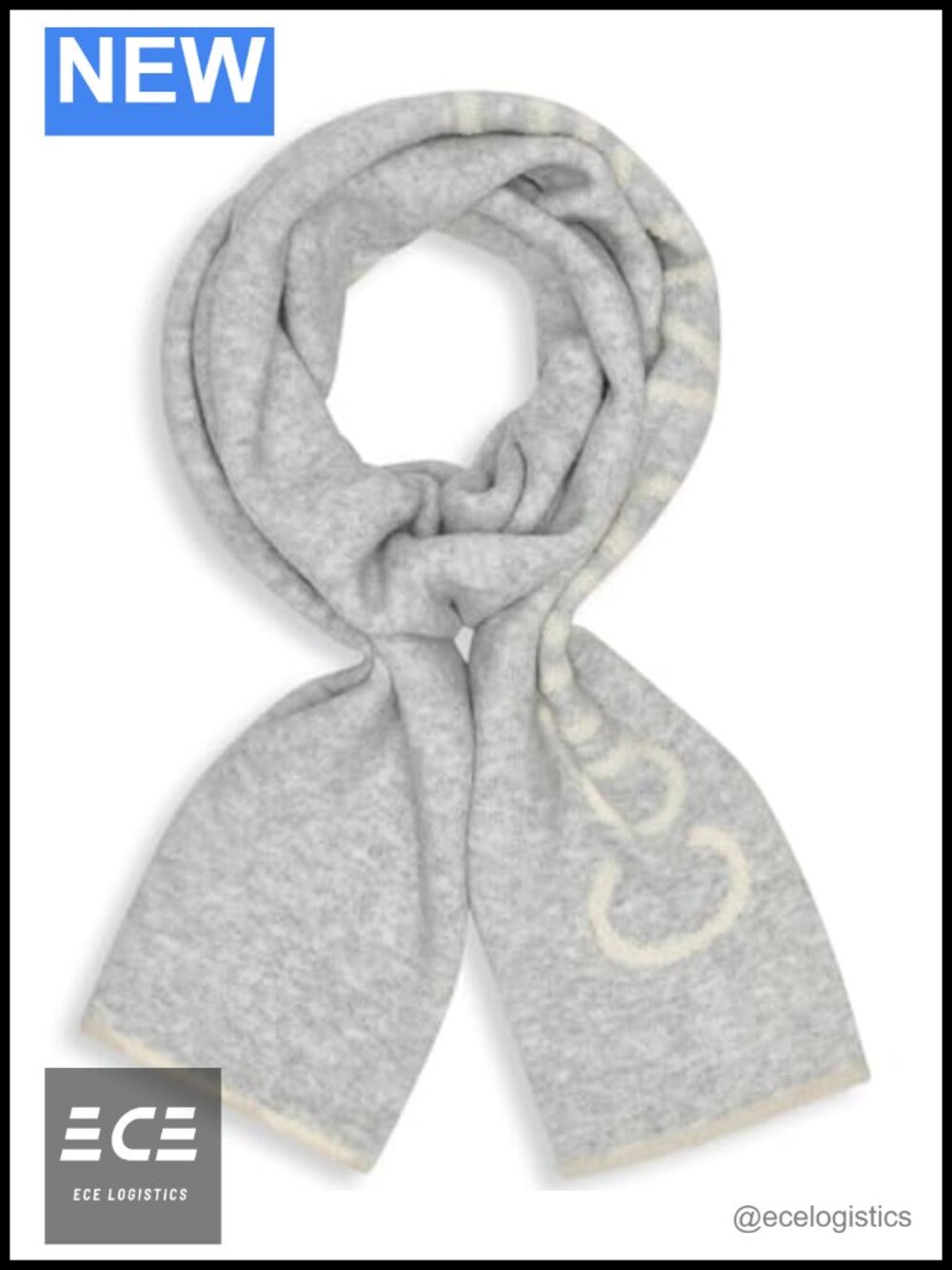 Calvin Klein Double Faced Knit Scarf Jacquard Logo 72x12 Acrylic